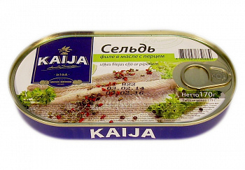 Сельдь, филе в масле с перцем, ж/б 170 гр, "Kaija"