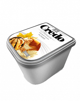 Мороженое "Credo" - Пломбир "Кленовый грильяж", контейнер 1300 гр, "Петрохолод"