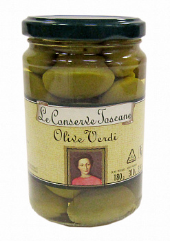 Оливки зеленые с косточками, 314 мл, "Le Conserve Toscane"