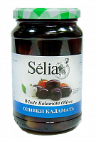 Оливки Каламата с/к (351/380), стекло 370 гр, "Selia"
